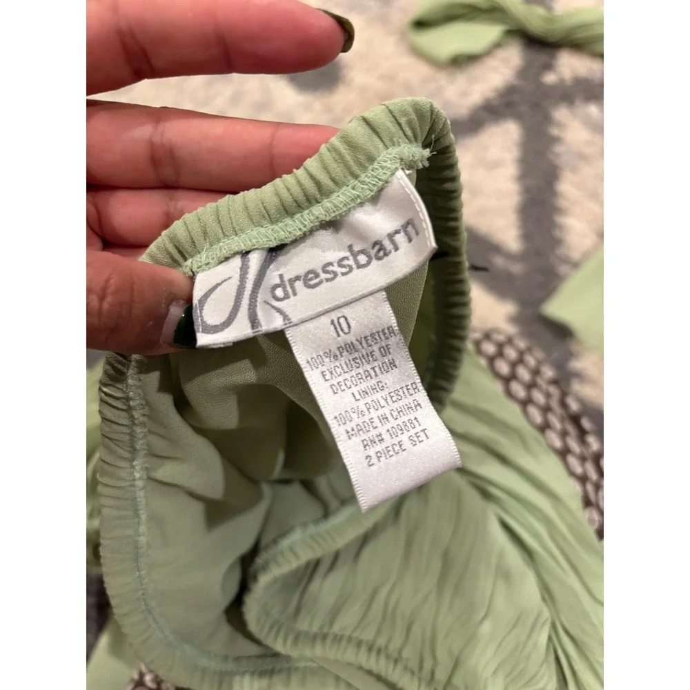 Dressbarn Sage Green Crinkle Lace Skirt Set Fairycore Cottagecore Vintage xx